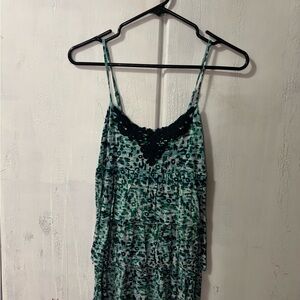 Green and Black Lace Babydoll Shirt